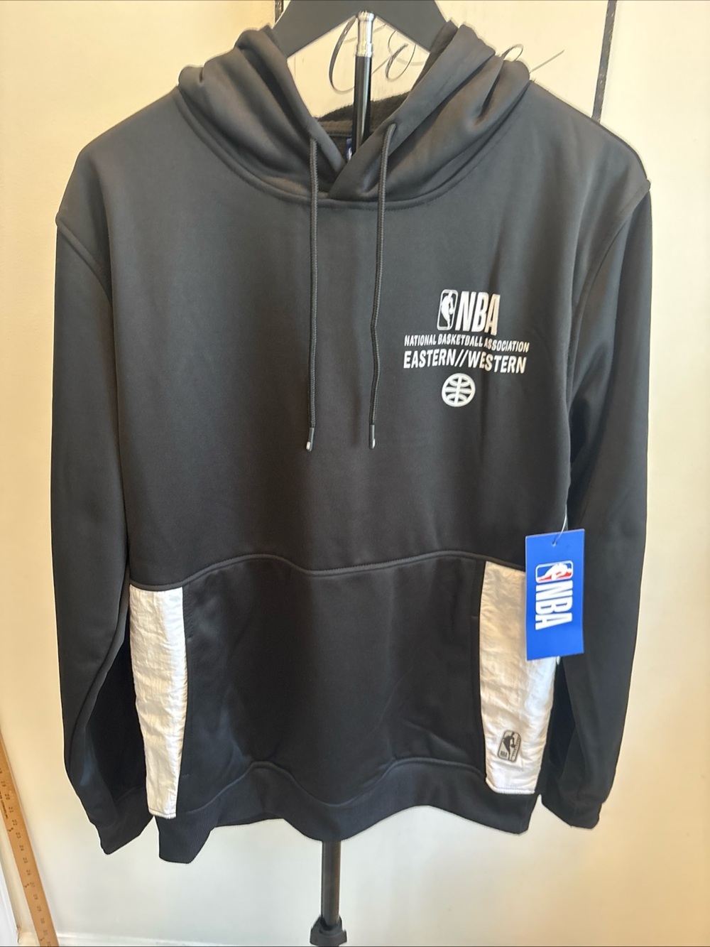 NBA Men’s Black Hoodie with White Accents